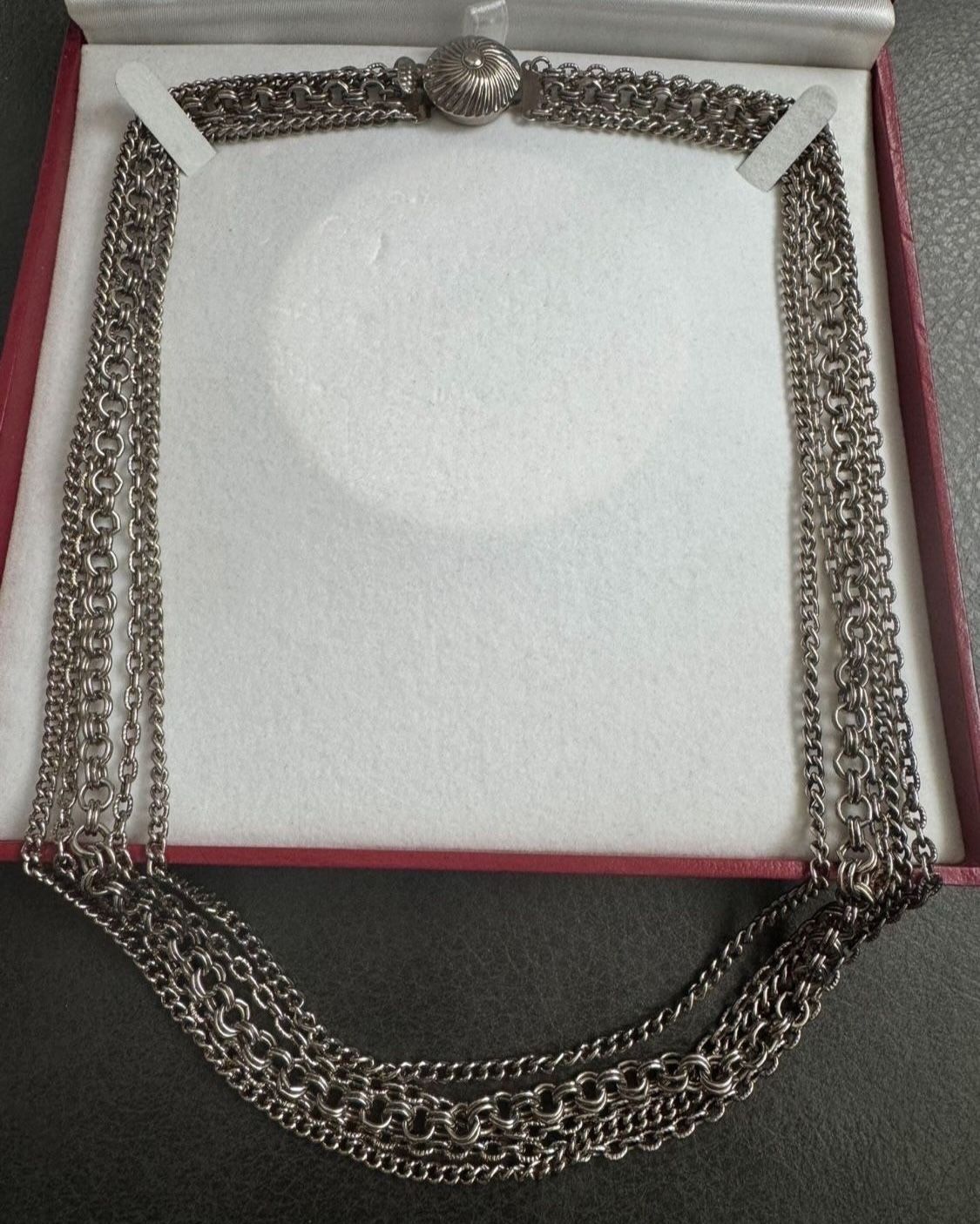 Vintage layered Multistrand stacked chain Necklace In good condition  Approx 21” in length