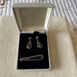 Set Of Brooch And Earrings 925 