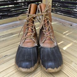 L.L. Bean Freeport Maine Brown Leather Rubber Classic Duck Boots Shoes Sz 9