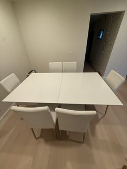 Extendable White Dining Table