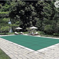 Pool Safety Cover Fits 14x26ft Rectangle Inground Safety Pool Cover Green Mesh Solid Pool Safety Cover for Swimming Pool