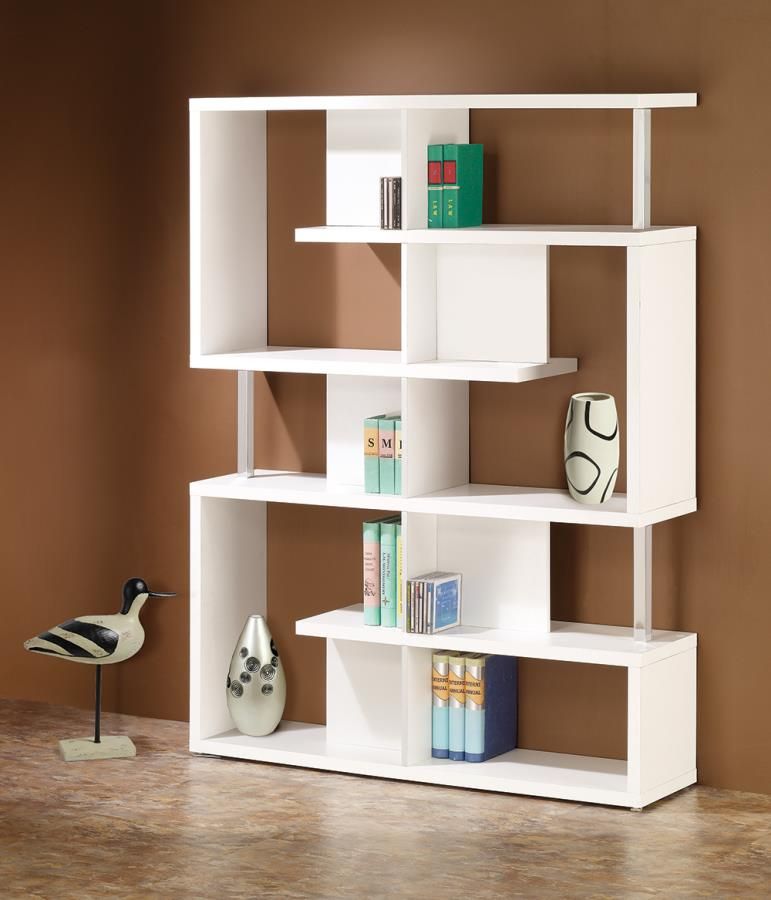 BRAND NEW WHITE MODERN BOOKCASE EYECATCHING GEOMETRIC DESIGN! AVAILABLE IN BLACK AND WHITE