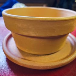 Teracotta pot and saucer