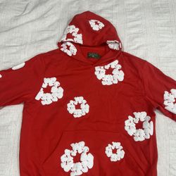 Authentic Red Denim Tear Hoddie