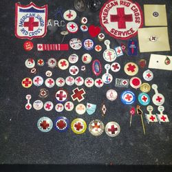 Antique Red Cross Pin And Badge Lot