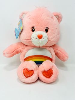Care Bears 2002 Cheer Bear Plush Talking Light Up Belly Rainbow 14" -Works