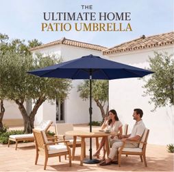 3 Tier 9 ft Outdoor Patio Umbrella with Tilt and Crank, with base