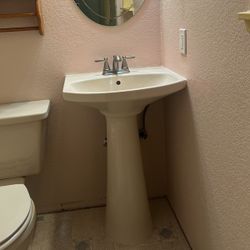 Pedestal Bathroom Sink With Faucet 