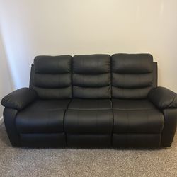 Black Leather Sofa And Love Seat 