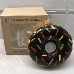Ornament—Scwerynski Mouth Blown Glass Donut