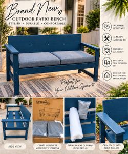 Serwall Outdoor Patio Bench with Cushions