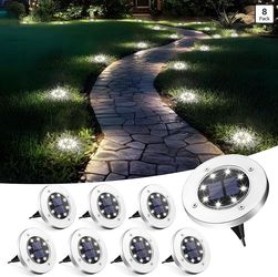8 Pack Solar Ground Lights with Large Capacity Battery, High Efficiency Solar Powered Lights for Outdoor Garden, Patio, Pathway and Yard