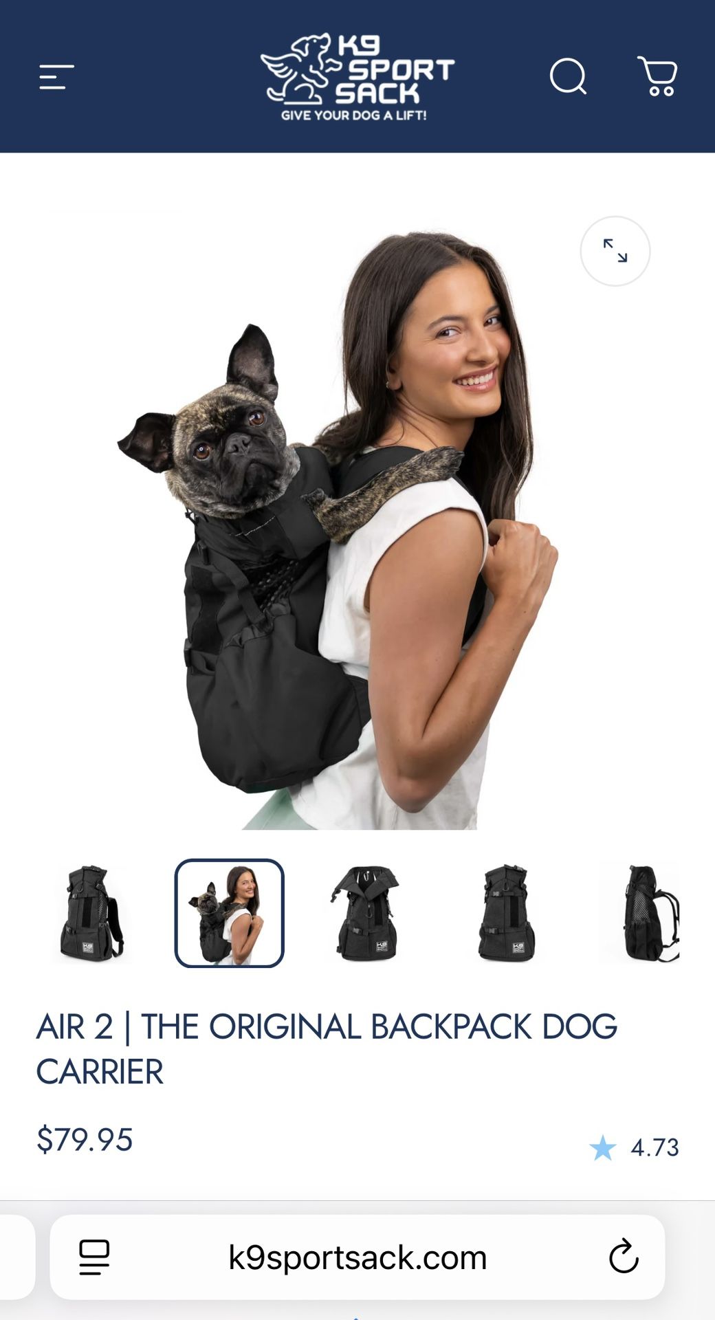 K9 Sport Sack Air 2 Original Backpack Carrier In Black Size Small