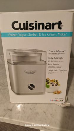 Cuisinart Ice Cream Maker Machine, Fully Automatic, 2 qt, ICE-30BCP1ES
Stainless steel ice cream machine & frozen yogurt machine with mix-in spout, us