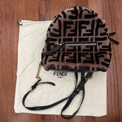 Fendi Zip Backpack Zucca Shearling Mini