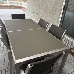 Outdoor Patio Dining Set - 7 Piece, Glass Top, Excellent Condition