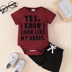 2 Piece - Short Sleeve Onesie “I Look Like My Daddy” Set