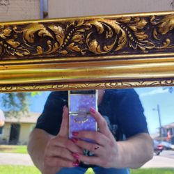 Vintage Rectangular Gold Mirror