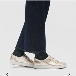 ECCO WOMEN'S SOFT 7 LEATHER GOLD SNEAKERS SIZE 8.5/39 NWOT
