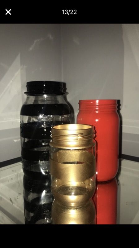 Black Red and Silver or Gold Mason Jar Set!