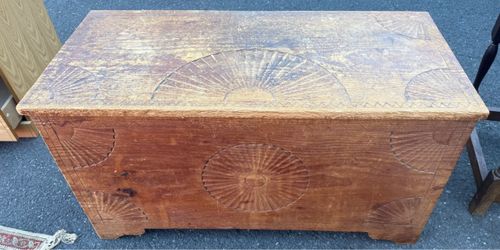 Vintage Hand-Carved Wooden Storage Chest