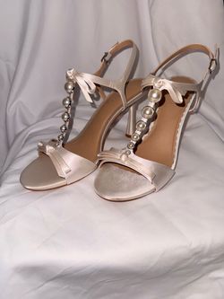 Copper Key Lucia Ivory Pearl Bow Heels Women’s Size 12M New With Box