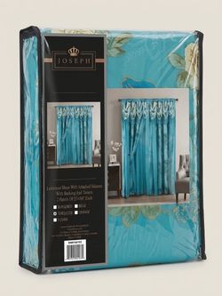 Joseph Turquoise Sheer Curtain Panels with Valance