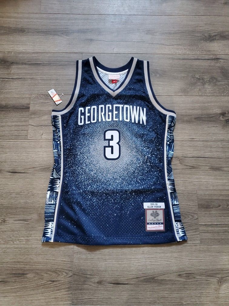 Men's Mitchell & Ness Allen Iverson White Georgetown Hoyas The