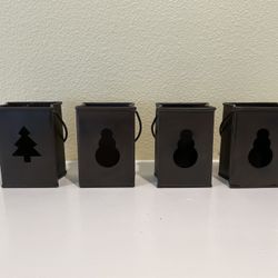 4 Brown Metal Candle Holders