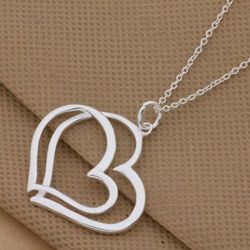 Double Heart Pendant Sterling Silver Necklace