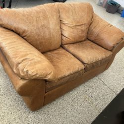 Plush Leather Loveseat