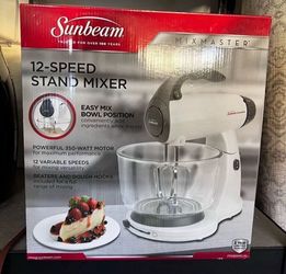 SUNBEAM MixMaster 350 Watt, White | Soft-Start Technology Stand Mixer 12 Variable Speed Stand mixer Powerful 350 Watt Motor Like New In box