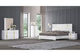 JM Furniture Kyoto White Titanium Gold King Bedroom Set