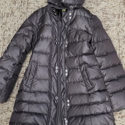 SOIA & KYO Womens Black Faux Fur Hood Parka Winter Jacket Coat XS