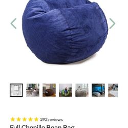 Cordaroys Bean Bag FULL Convertible bean bag/chair in chenille In Blue .