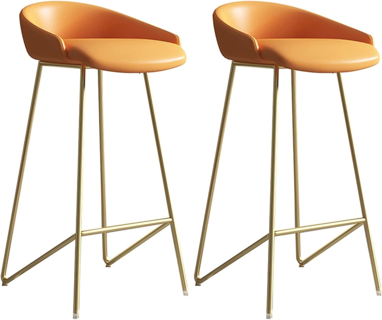 3-Piece 26 "Bar Stool Set with Backrest High Stool for Kitchen Island, Modern Bar Chair High Upholstered Bar Stool, Weight Capacity 440 lbs(Orange,65c