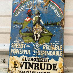 Porcelain Evinrude Advertising Sign 12 Inches 