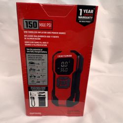 New Craftsman USB Cordless Inflator and Power Source 150 Max PSI