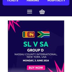 T20 Cricket Ticket SOUTH AFRICA vs SRILANKA 
