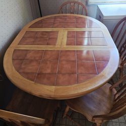 Tile-Top Dining Table with 4 Chairs – Solid and Stylish