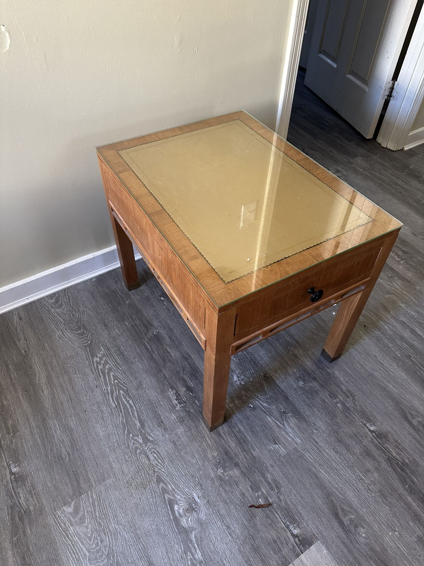 Set Of MCM Glass top Side Tables
