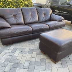 Leather Sofa And Ottoman - Free Delivery 