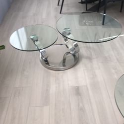 Glass Coffee Table. Tempered Clear Glass. Two Rotating Glass Table Tops 