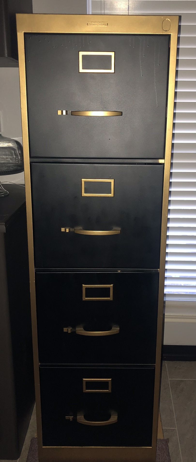Black & Gold Vertical 4 Drawers Filing Cabinets (Carroll’s Furniture Company)