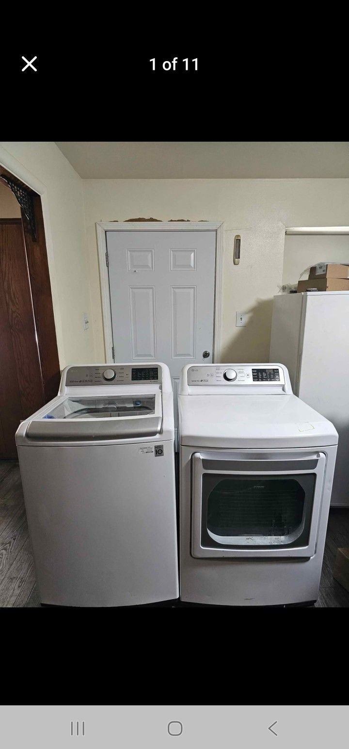 SET WASHER AND DRYER LG XL CAPACITY 5.3 CU GOOD WORKING CONDITION DELIVERY AVAILABLE FOR EXTRA FEE WE DO REPAIRS