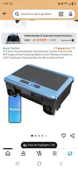 Cordless pool cleaner. Powered solar