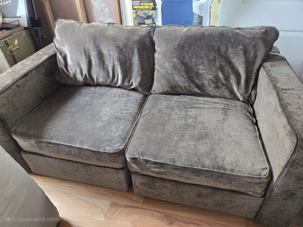 USED Lovesac sactionals 2 Seats + 4 Sides Graphite Corded Velvet covers