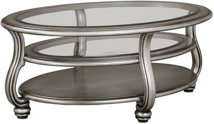 Glam Cocktail Glass Top Coffee Table, Silver