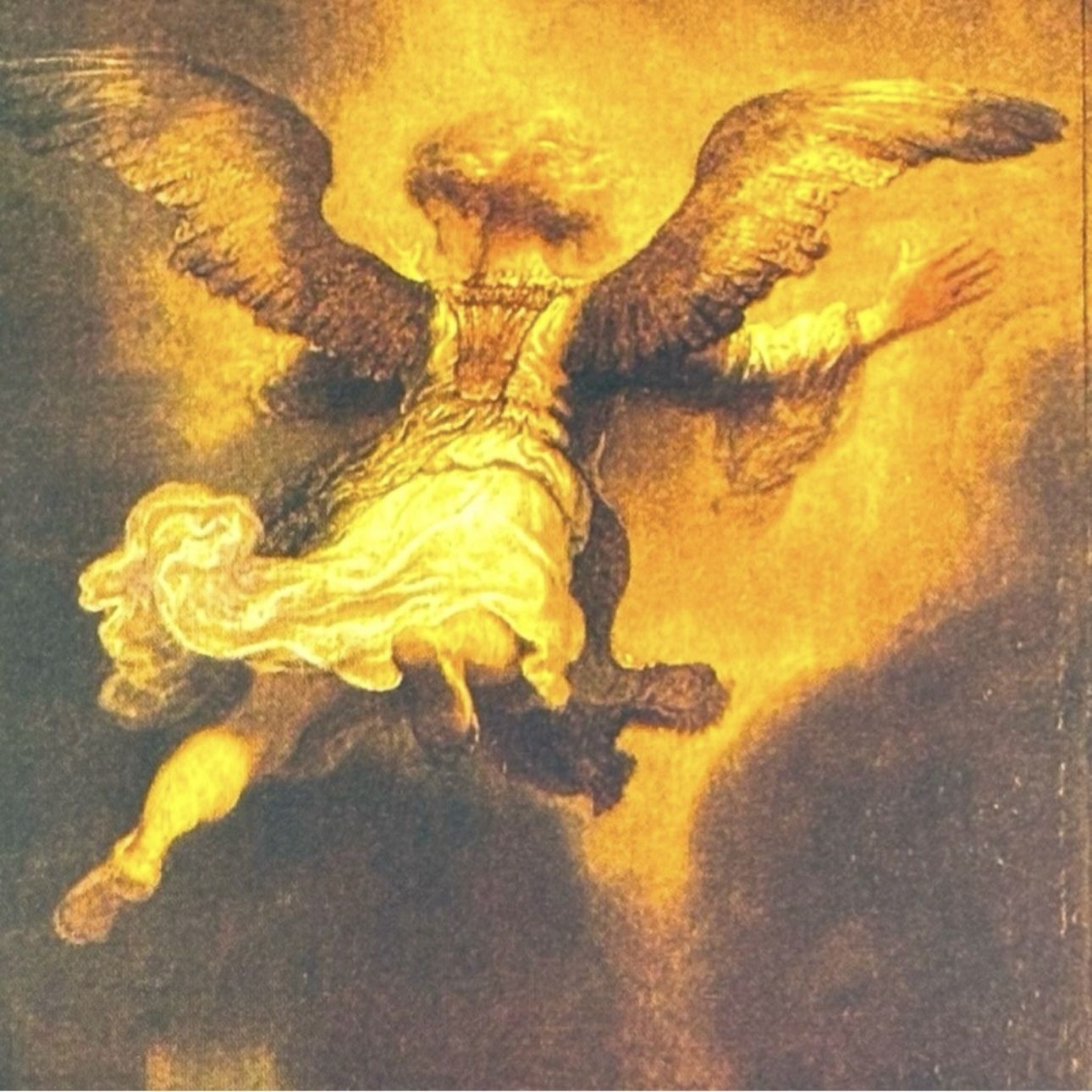 ANGEL, 1637 REMBRANDT Original Vintage Fine Art 1950’s Print USA Printed Antique Dutch Golden Age Painter Collectible Tobias Family
