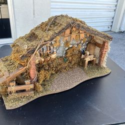 Handmade Wooden Miniature Nativity Scene Christmas Crèche Decor 36x9x13in The moss on it is a little messy heads up